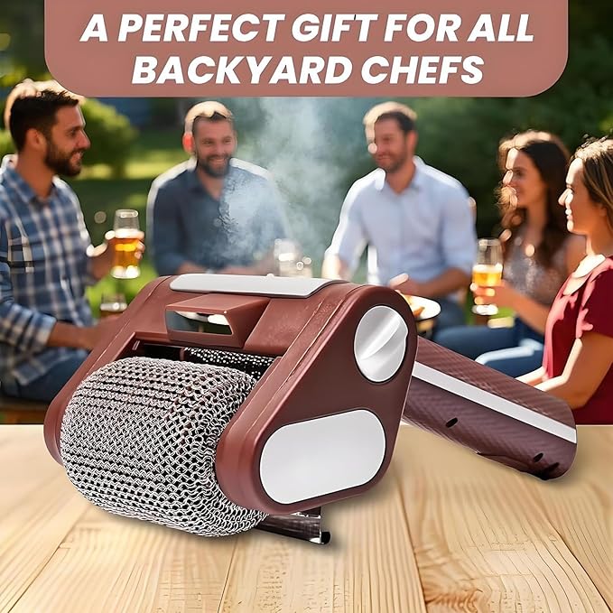 Electric Grill Cleaner Hair-Free Stainless Steel Roller 350 RPM High-Speed Motor Led Spotlight Design Cordless Outdoor Grill Cleaner