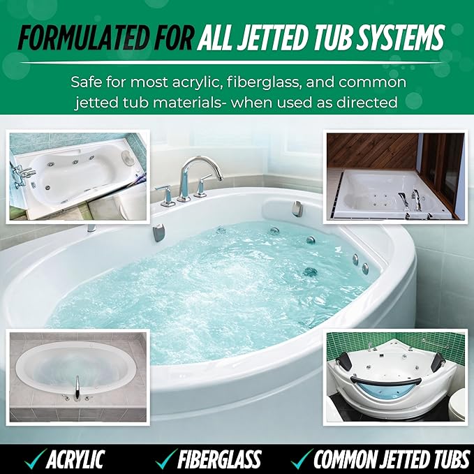 Oh Yuk Jetted Tub Cleaner 2X Concentrated – Deep Cleaning Jetted Bathtub &amp Jacuzzi Cleaner for Tub Systems with Jets – Removes Buildup – 16 fl oz
