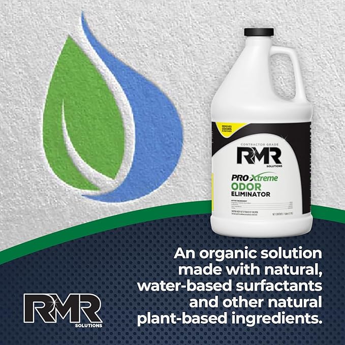 RMR PRO-Xtreme Odor Eliminator Commercial-Strength Formula Naturally Destroys Odors Organic Solution Tackles The Worst Odors No Masking or Cover-Up Fragrances Safe and Easy to Use 1 Gallon