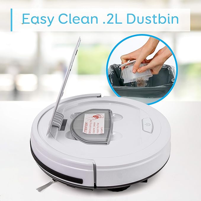 SereneLife Pure Clean Robot Vacuum Cleaner - Upgraded Lithium Battery 90 Min Run Time - Automatic Bot Self Detects Stairs Pet Hair Allergies Friendly Robotic Home Cleaning for Carpet Hardwood Floor