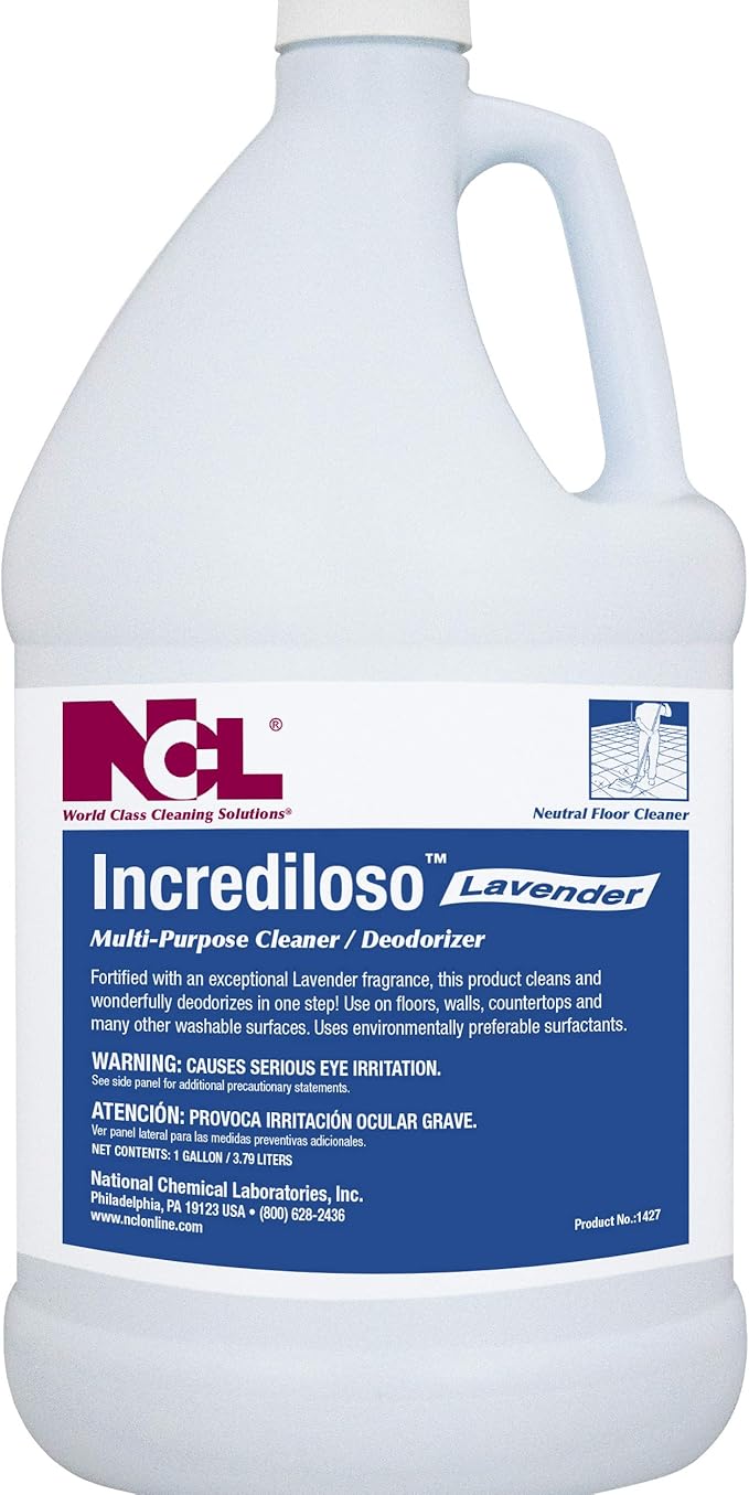 National Chemical Laboratories INCREDILOSO-LAVENDER Multi-Purpose Cleaner/Deodorizer 4 x 1 Gallon Makes 256 Gallons of Cleaner (NCL1427-29)