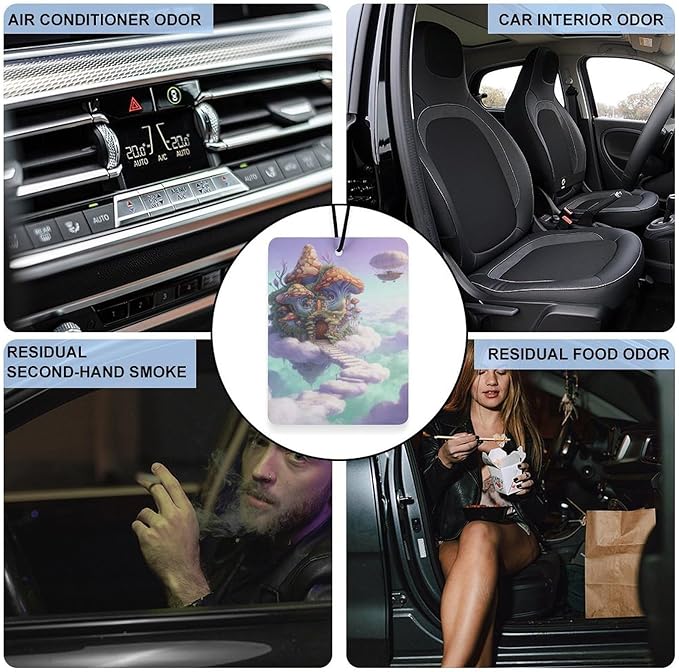 5PCS Car Air Freshener Hanging Personalized Double Sided Sky Shroom Hut Car Fresheners Long Lasting New Cars Scents Cute Automotive Freshies for Closets Drawers (tea)