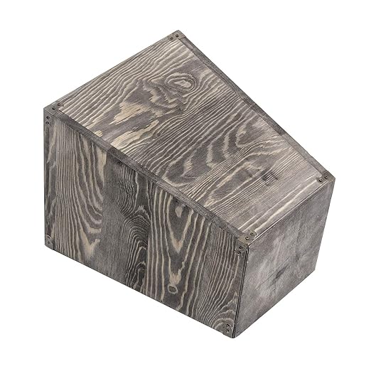 VERGOODR Farmhouse Style Wooden Square Trash Can with Decorative Metal Brackets for BedroomLiving Room Bathroom &amp OfficeWaste Bin Wastebaskets Trash bin (Rock Grey)