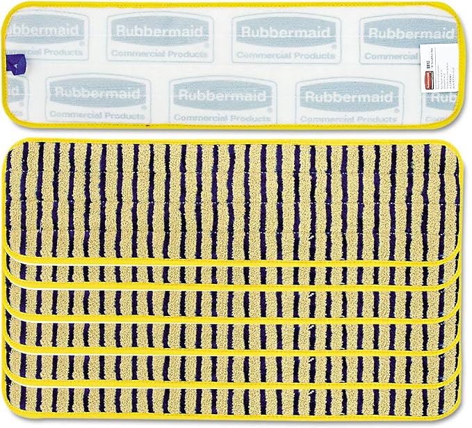 Rubbermaid Commercial Microfiber Scrubber Pad Vertical Polyprolene Stripes 18 Yellow 6/carton