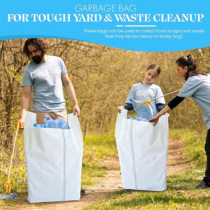 Heavy Duty Contractor Trash Bags with Handles – 52 Gallon 40 Count | 3 MIL Thick Extra Large Garbage Bags for Yard Waste Construction Lawn &amp Commercial Use | Secure Branded Knot for Easy Handl