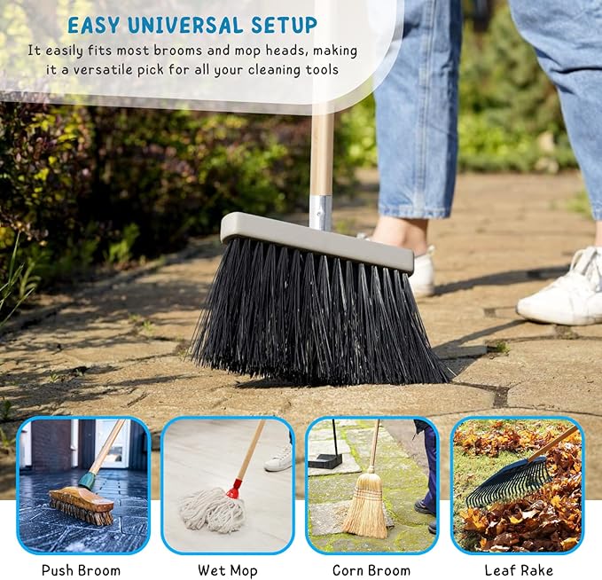 KeFanta Push Broom Handle with Metal Threaded End 57'' Wooden Stick Pole for Home and Commercial Floor Cleaning Broom and Mops Pack of 10