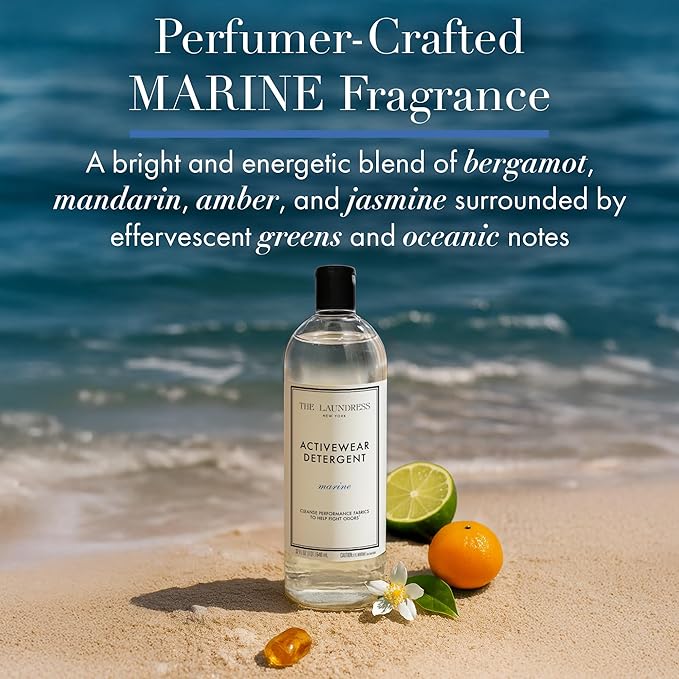 The Laundress Activewear Laundry Detergent 32 Oz Marine Fragrance 4-in-1 Enzyme Blend for Workout Performance Fabrics Fights Sweat Odors &amp Stains USDA Certified Biobased Product (90%)
