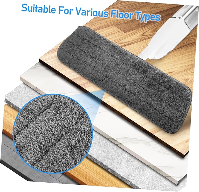 Mop with Refillable Water Tank Flat Rotatable Design for Wet Dry Cleaning Includes Replacement Pads for Effortless
