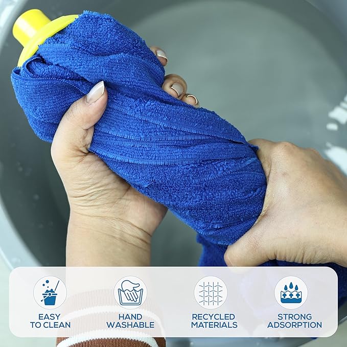 Kleen Handler Microfiber Mop Cloth Heads Replacements with 61 Extendable Handle 3 Pc Screw On Mop Refill for Commercial &amp Household Cleaning Compatible with All Standard US Threading Pole Handl
