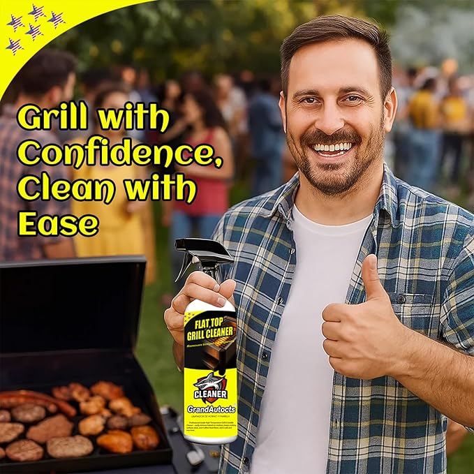Flat Top Grill Cleaner Kit Grill &amp Griddle Cleaner - Non-Toxic Food Safe &amp Non-Caustic Formula Removes Burnt-On Grease/Carbon (2 Pcs + Cleaning Tools)