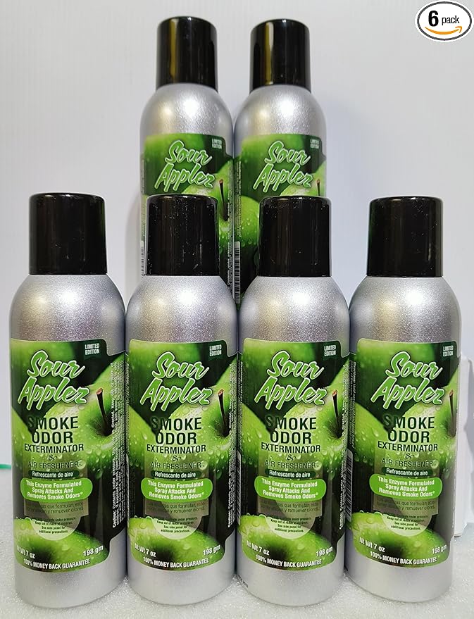 Smoke Odor Exterminator 198 gm/ 7 oz Large Spray Sour Applez 7oz Can 6 Pack. Assorted