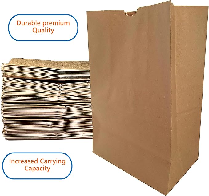Heavy Duty 57 Lb Large Brown Paper Bag – 50 Count Eco-Friendly Shopping Bags Great for Grocery Retail and More – Strong Durable and Reusable