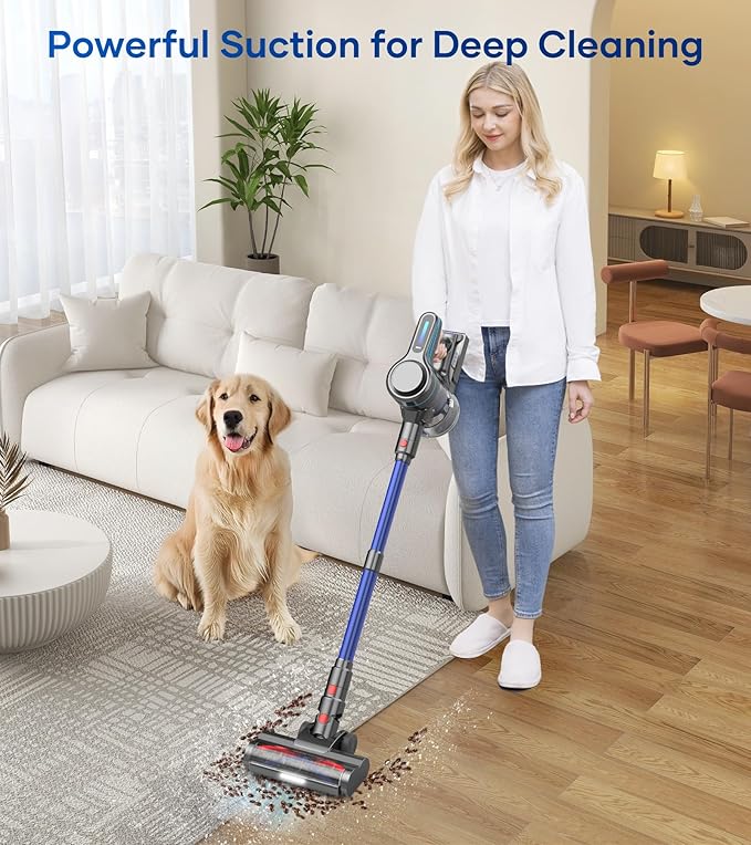 NADALY Cordless Vacuum Cleaner for Home 500W 40KPA Stick Vacuum Cordless with 45Mins Runtime Anti-Tangle Lightweight 1.5L Dust Cup 8-in-1 Rechargeable Vacuum for Hardwood Floor Carpet Pet Hair