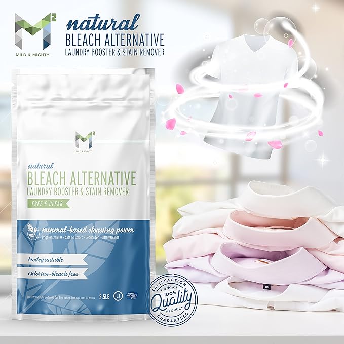 Bleach Alternative Stain remover Laundry Booster to Brighten Whites Chlorine Free Natural Mineral Based Powder 2.5 Pounds