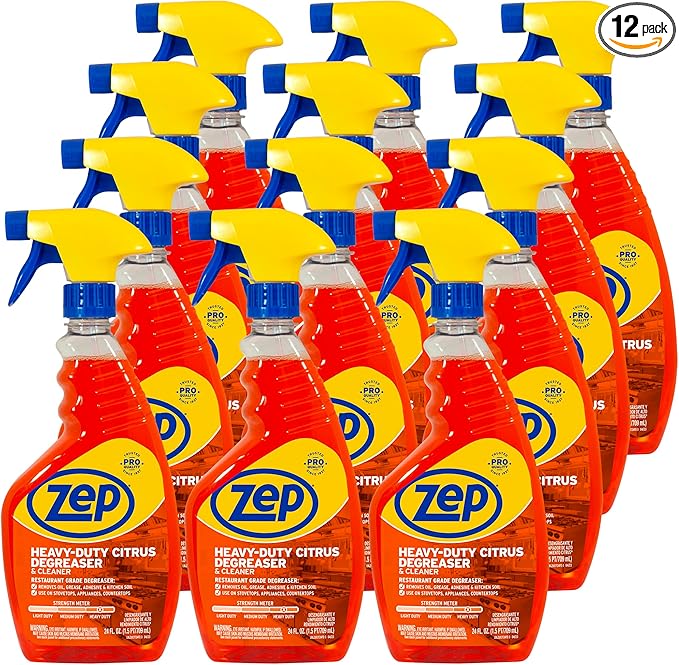 Zep Heavy-Duty Citrus Degreaser and Cleaner - 24 oz (Case of 12) ZUCIT24 - Restaurant Grade Removes Oil Grease Adhesive and Kitchen Soil on Stovetops Appliances