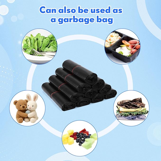 1000 Pcs Sanitary Napkin Disposal Bags with Handles Sanitary Disposal Bag 10.2 x 7.1inch Black Trash Bags Women Personal Waste Bag for Tampons Pads Liners (Black)