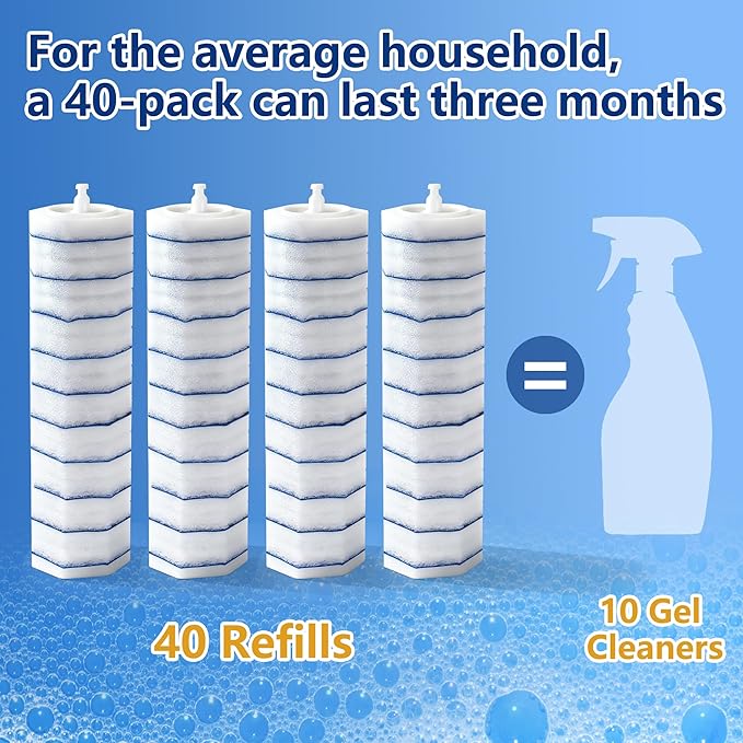 40 Count Toilet Wand Refills for Clorox Disposable Toilet Brush Head with Rich Foaming Extra Thick Triple-layer Refills Strong Cleaning &amp Scrubbing Power Disposable Toilet Cleaning System