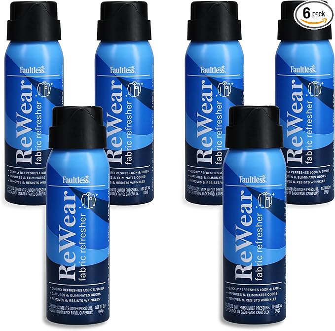 ReWear Fabric Refresher On-The-Go 3 oz. Multipack (6-Pack) - TSA-Friendly Travel Size Wrinkle &amp Odor Remover for Clothes