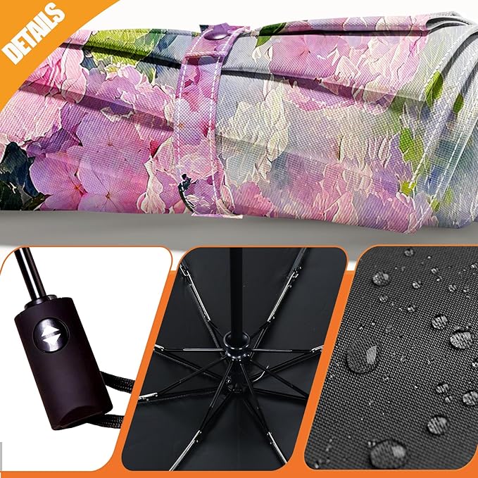 Small Compact Travel Automatic Folding Umbrella for Women Portable Lightweight Rain Wind UV Sun Shade