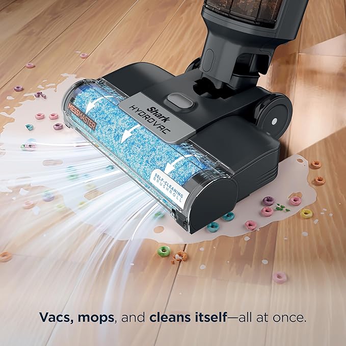 Shark | Wet Dry Vacuum Cleaner | Vacuum and Mop Combo | HydroVac MessMaster | 3-in-1 Self-Cleaning + Powerful Suction | 2 Brushrolls &amp 2 Solutions Included | Hardwood Floor &amp Area Rug Cleaner