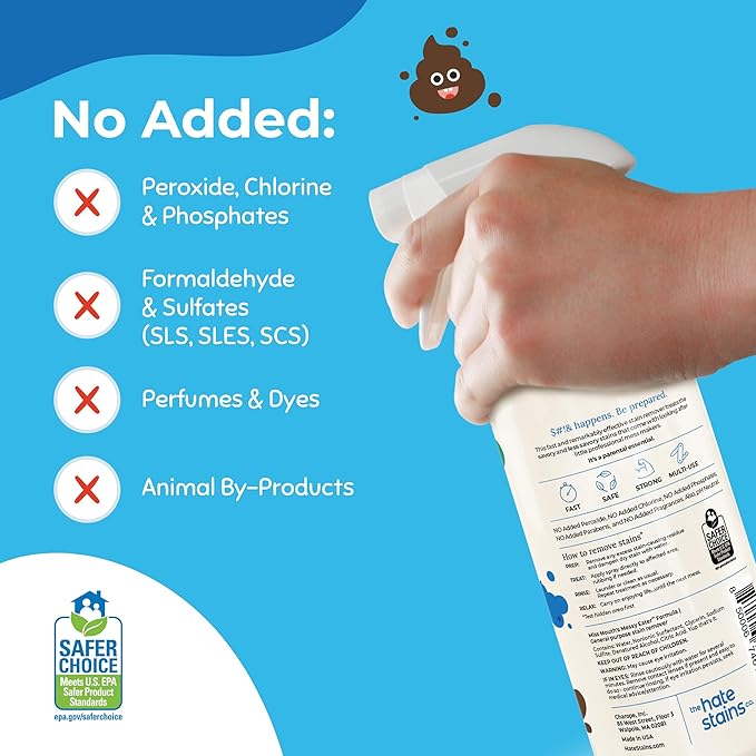 Miss Mouth's Messy Eater Stain Treater Spray - 16oz Stain Remover - Newborn &amp Baby Essentials - No Dry Cleaning Food Grease Coffee Off Laundry Underwear Fabric