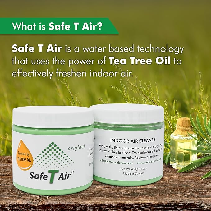 Tea Tree Oil Air Freshener Gel – Natural Odor Eliminator for Car Home &amp Bathroom – Removes Smoke Pet &amp Musty Odors – Long Lasting Deodorizer (400g / 14 oz Jar)