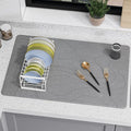 Large Stone Drying Mat for Kitchen Counter 24 × 16 Diatomite Dish Drying Mat Quick Dry Stone Mats Ultra Absorbent Natural Diatomaceous Earth Mats for Dished Bottles Dark Grey