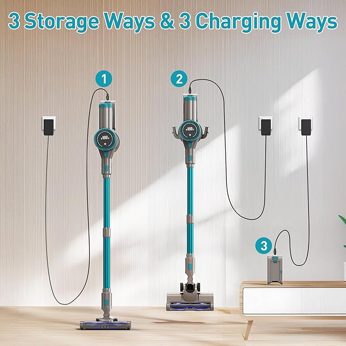 Cordless Stick Vacuum 38KPa 400W for Home Pet Hair Car Hardwood Floor