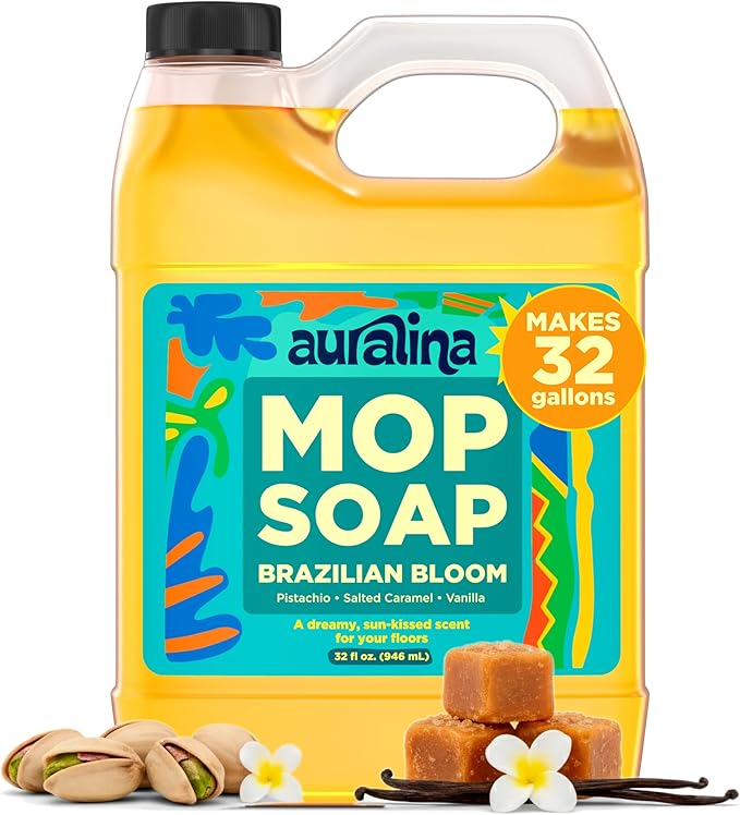 Luxury Mop Soap for Floor Cleaning - Highly Scented Brazilian Waves Concentrated Formula - Best Smelling Floor Cleaner for Mopping Tile Wood &amp Laminate - R&ampW - No Residue Pet Safe (32oz)