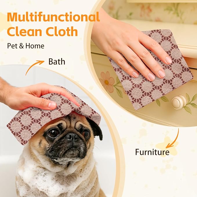 Microfiber Cleaning Cloth Roll 50-Count Reusable Durable Absorbent Lint-Free Non-Scratch Towels Dish Rags for Kitchen Home Window &amp Screens Paper Towel Alternative Brown Dot 12x12 in