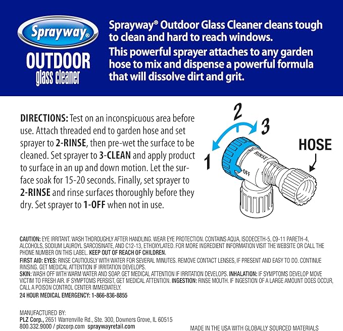 Sprayway Outdoor Glass Cleaner 32oz Pack of 6 | Streak-Free Shine Foaming Action | Ideal for Windows Patio Doors and Outdoor Glass Surfaces