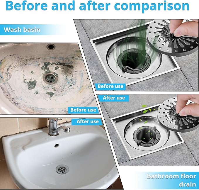 Drain Cleaner Foaming Drain Cleaner and Deodorizer Sink Cleaning Foam Drains Clog Remover for Kitchen Bathroom Drains Sinks Tubs (2PCS)