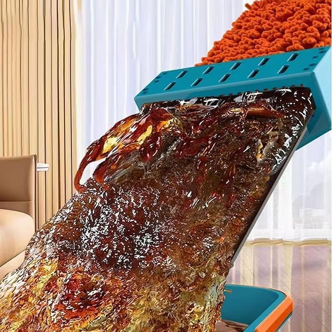 Flat Floor Mop - Long Handle Cleaning Tool with 360 Degree Rotating Head Household Apartment Dorm Hotel Home Mop for Hardwood Tile Laminate Floors Washable Reusable Microfiber Pads 16.5 Inch