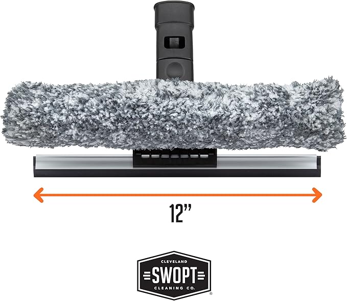 SWOPT 12 Combination Squeegee Head - Blade With Detachable Microfiber Scrubbing Pad - Interchangeable With All SWOPT Products for Efficient Cleaning and Storage