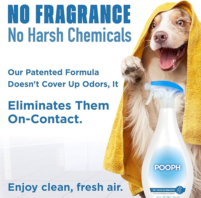 Pooph Pet Odor Eliminator 20oz Spray - Dismantles Odors on a Molecular Basis Dogs Cats Freshener Urine Poop Pee Deodorizer Natures Puppy Fresh Clean Furniture Potty Safe