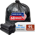 Reli. 95 Gallon Trash Bags Heavy Duty | 68 Trash Bags | Super Sizeable Black Garbage for Serious Cleanup