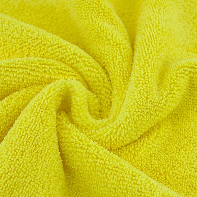POLYTE Microfiber Cleaning Towel Ultrasonic Cut Edgeless (16x16 24 Pack Premium BlueGrayYellow)