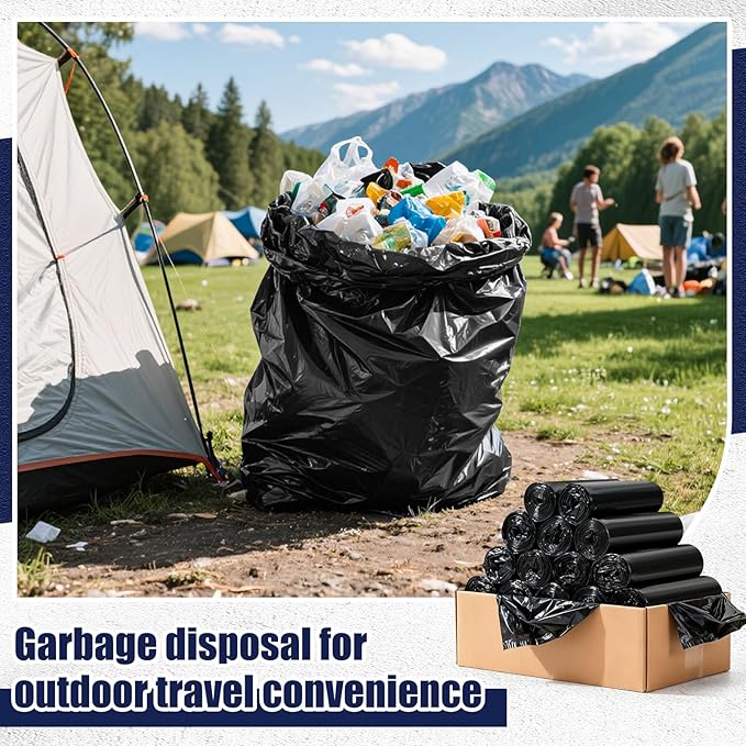 100 Count 95-96 Gallon Heavy Duty Trash Bags Extra Large Black Garbage Can Liners for Construction &amp Outdoor Trash Cans 1.2 Mil Thick 60'' x 71''