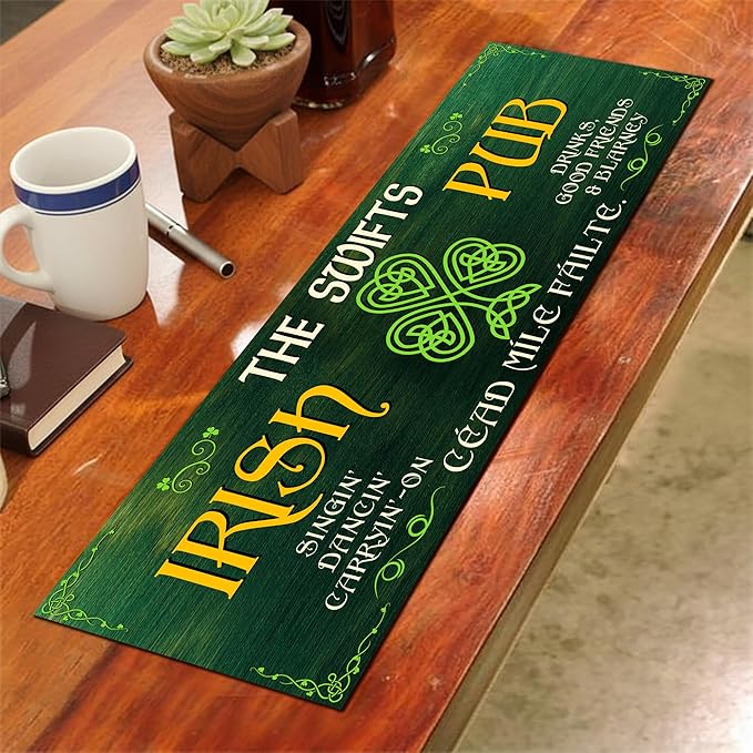 THUYPT Personalized Irish Bar Mat Dish Drying Mat for Irish Pub St Patrick's Day Decor Bar Shamrock Spill Mat Kitchen Counter Accessories Home Bar Decor St Patrick's Day (02)