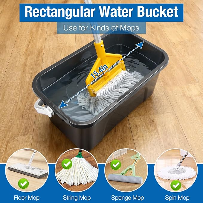 3 Gallon Mop Cleaning Bucket with Handle4 Pcs Compact Square Plastic Bucket for Window CleaningCar Washing Mopping &amp Household Cleaning Supplies Organizer Wash Water Bucket for Storage Blue Gre