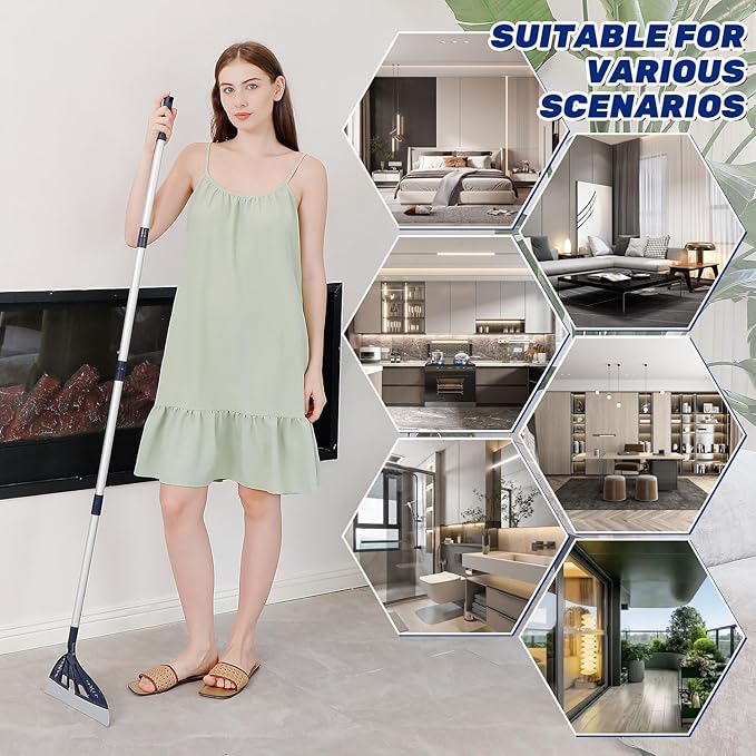 Magic Air Silicone Broom Sweeper Multifunction Silicone Broom Household Squeegee for Floor Cleaning Bathroom pet Hair Blue Dog Brush Set (Blue)