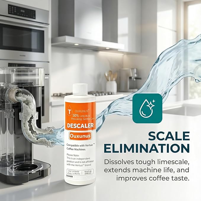 Complete Care Kit for Hard Water &amp Well Users Compatible with Nespresso Vertuo Coffee Machines 16.9 fl Oz Gentle Descaler (4 Uses) 8 Cleaning Tablets &amp 8 Capsule Foil Seals