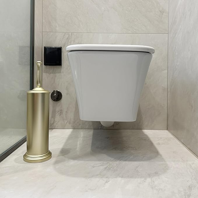 Satin Matte Soft Gold Toilet Bowl Brush with Holder Durable Bathroom Cleaning Tool Modern Design for Easy Toilet Maintenance Bathroom Cleaner Brush for Efficient Cleaning and Hygiene