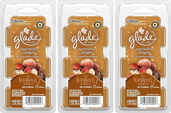 Glade Wax Melts Air Freshener - Holiday Collection 2018 - Nutcracker Delight - Net Wt. 2.3 OZ (66 g) Per Package - Pack of 3 Packages