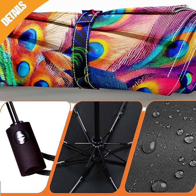 Small Compact Travel Automatic Folding Umbrella for Women Portable Lightweight Rain Wind UV Sun Shade