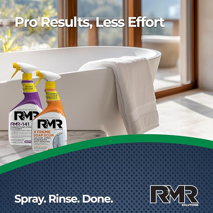 RMR Polish &amp Protect Bundle – Xtreme Soap Scum Remover + RMR-141 EPA Registered Mold &amp Mildew Spray 2-Step Clean &amp Disinfect System for Buildup Hard Water Tile Surfaces Glass 2–32 Oz
