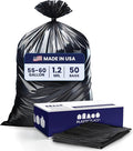 Plasticplace 55-60 Gallon Trash Bags │ 1.2 Mil │ Black Heavy Duty Garbage Can Liners │ 38” x 58” (50 Count)