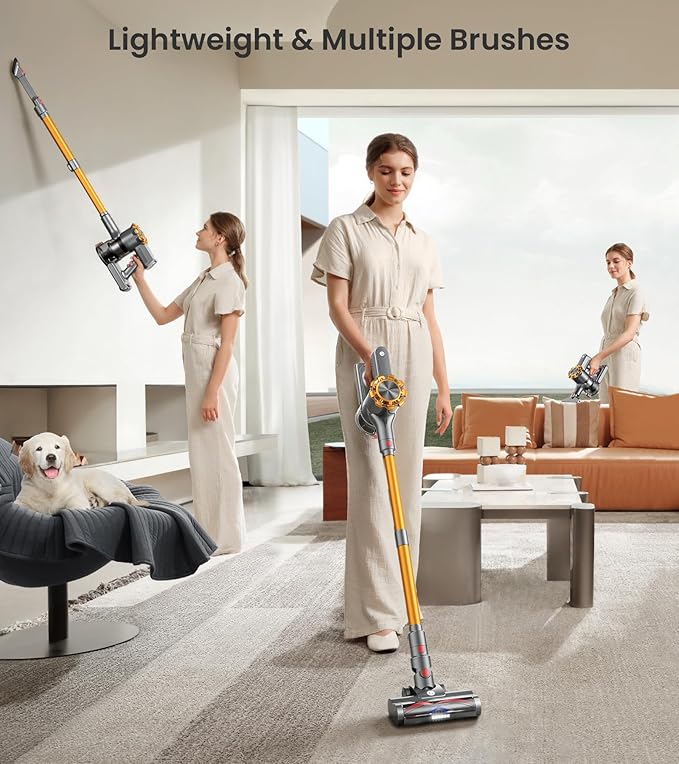 Cordless Vacuum Cleaner 550W/45Kpa Vacuum Cleaners for Home with LED Display 8 in 1 Lightweight Stick Vacuum with 60Min Runtime Anti-tangle Wall Mount Charging for HardFloor/Carpet/Pet Hair