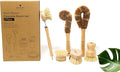 Ecozoi Bamboo Dish Brush Set 6 Piece for Vegetable and Kitchen Dish Cleaning Sisal &amp Coconut Fibers with Bamboo Handles Kitchen Brushes for Dishes Pots Pans