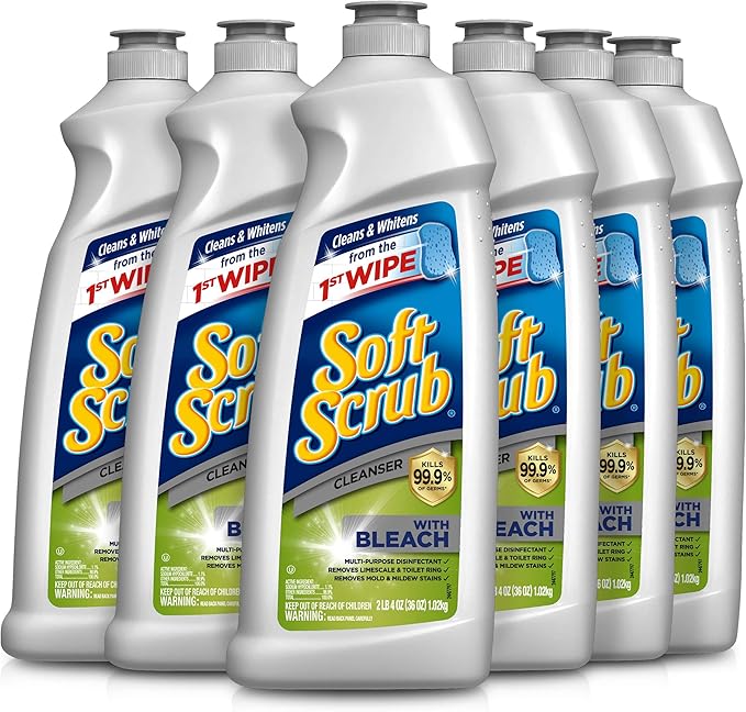 Soft Scrub Antibacterial Cleaner with Bleach Surface Cleanser 36 Ounce Pack of 6 and Soft Scrub Gel with Bleach Cleaner 28.6 Ounces (Pack of 6)